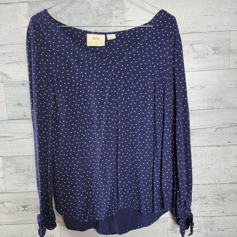 Maeve By Anthropologie Blue And White Top Size X-Small